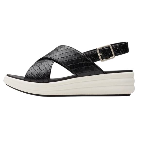 Clarks Women's Drift Sun Slip On Slingback Wedge Sandals Black Size 7 1/2 W - Picture 2 of 5
